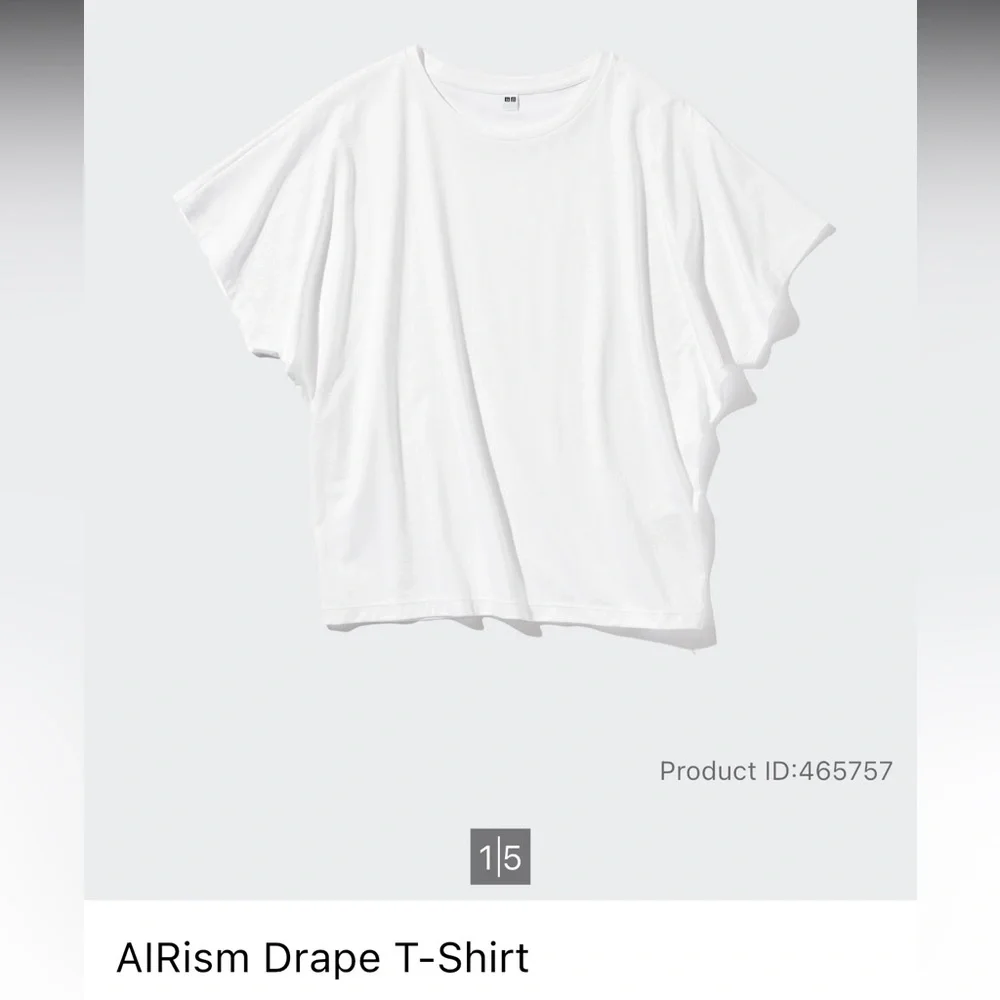 Uniqlo Airism Drape T-Shirt, Short Sleeve Top, White, XS - Picture 8 of 16
